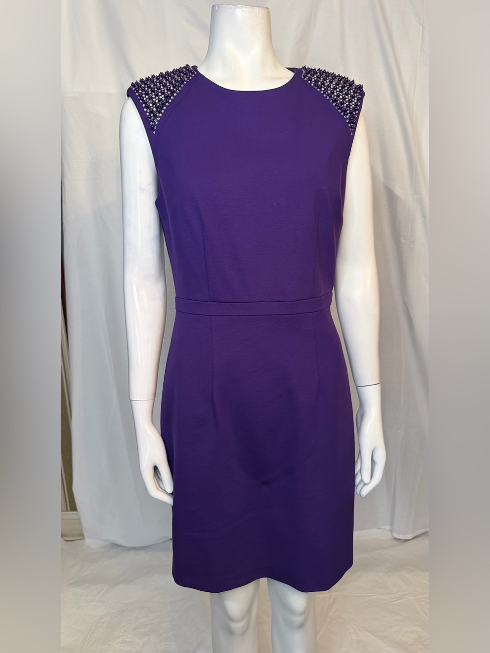 Cynthia Steffe Purple Beaded Shoulder Midi Dress